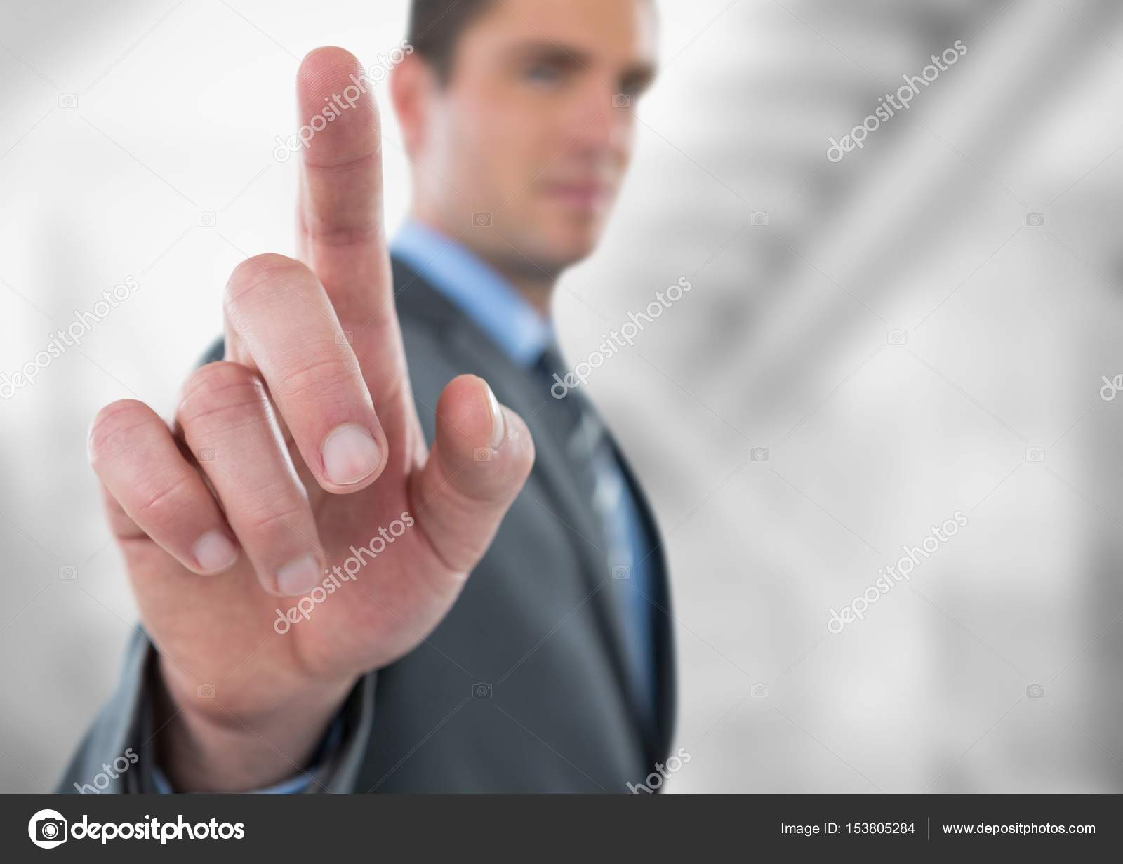Businessman touching screen Stock Photo by ©vectorfusionart 153805284
