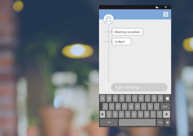 Kahve toplantı ile sosyal medya Messenger App arabirimi