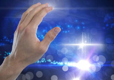 El dokunmak hava büyülü parlak ışıklar