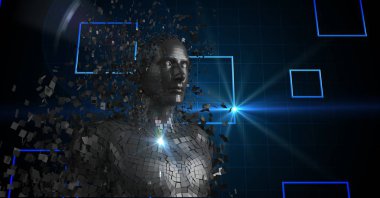 Arka plan üzerinde fütüristik 3d insan