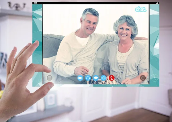 Sosyal Video sohbet App arabirimi dokunmadan el — Stok fotoğraf