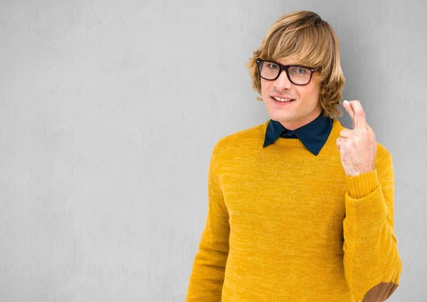Manliga hipster i gul Tröja — Stockfoto