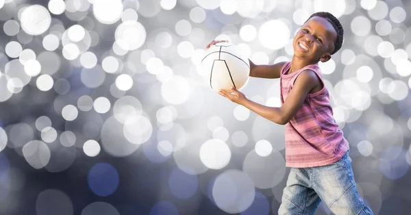 Happy kid playing with ball — Stock Photo, Image