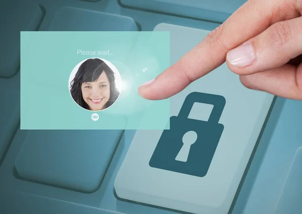 Hand Touching Identity Verify security App Interface — Stock Photo, Image