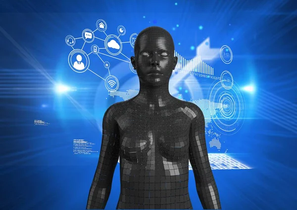 Digitales zusammengesetztes Bild einer 3D-Frau mit Grafik — Stockfoto