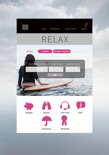 Relax vakantie App Interface boeken — Stockfoto