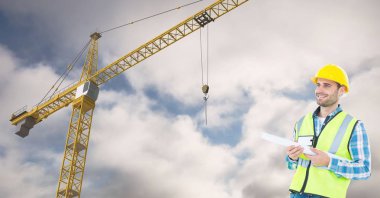 gülümseyen mimar Blueprint holding 