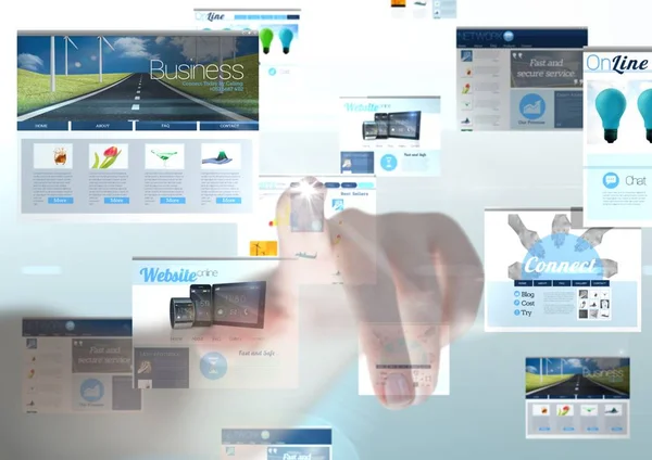 웹사이트와 손가락 패널 — 스톡 사진