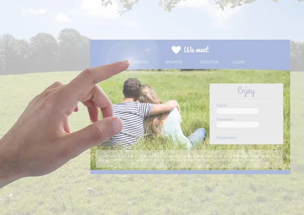 Mano toccando un Incontri App Interfaccia — Foto Stock