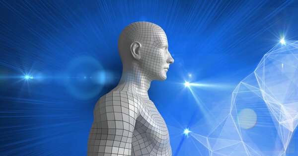 Цифровое комическое изображение трехмерного человека
