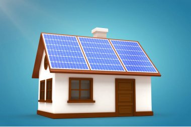 güneş panelleri ile 3D ev