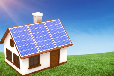 güneş panelleri ile 3D ev