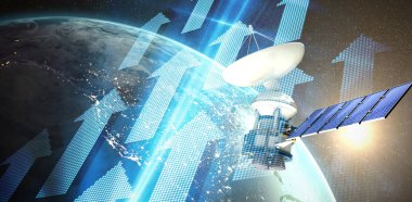 Modern 3d güneş enerjili uydu