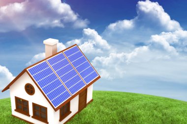 güneş panelleri ile 3D ev