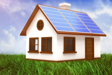 güneş panelleri ile 3D ev
