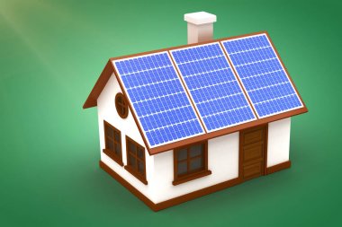 güneş panelleri ile 3D ev
