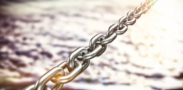 Silver linked metal chain — Stock Photo, Image