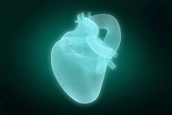 Azul 3d corazón humano — Foto de Stock