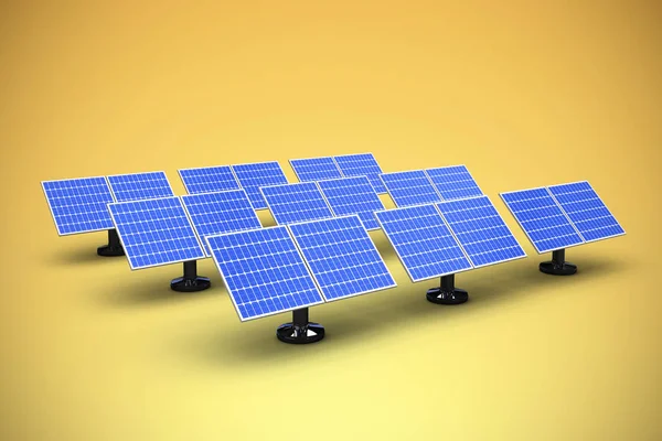 Filas de paneles solares 3d — Foto de Stock