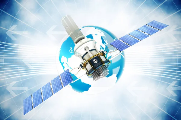 3d ilustración de satélite solar moderno — Foto de Stock