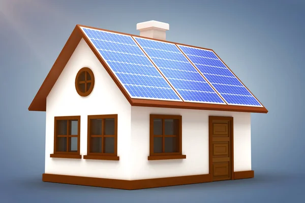 Casa 3d cu panouri solare — Fotografie, imagine de stoc