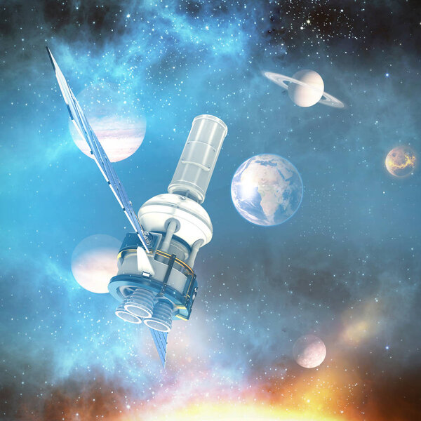 3d image of modern solar power satellite