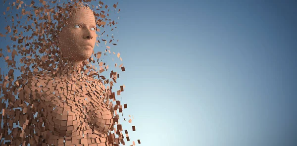 Dijital kahverengi pixelated 3d kadın Close-Up