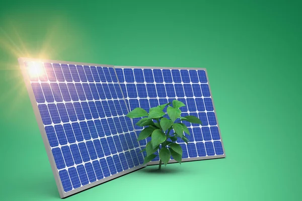 Солнечная батарея с факелом — стоковое фото