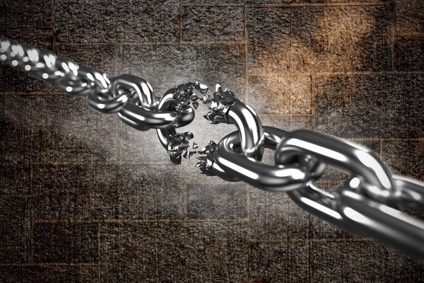 Broken silver metal chain — Stock Photo, Image