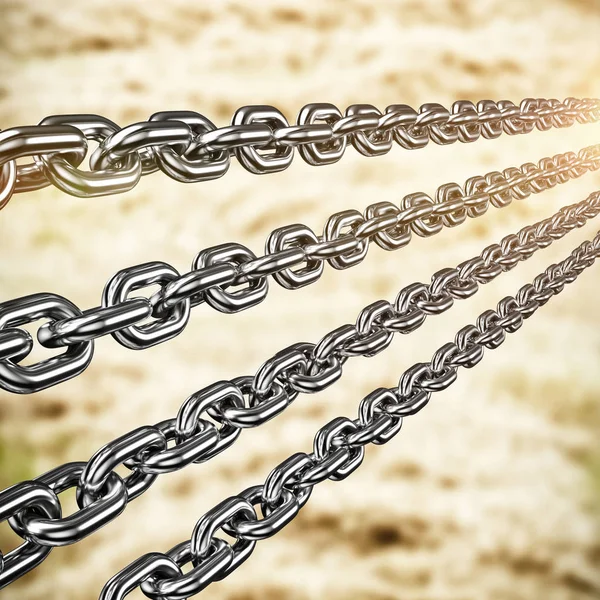 Row of 3d metal chains — Stock Photo, Image