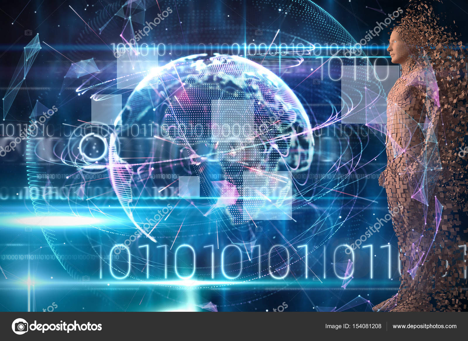 Toute La Longueur Du Numérique Pixélisé Brun Homme 3d - 