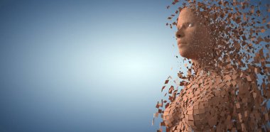 Close-Up pixelated 3d kadın