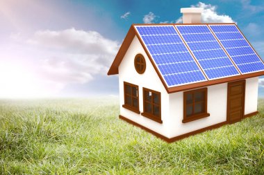 güneş panelleri ile 3D ev