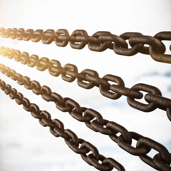 Closeup 3d image of rusty chains — Stock Photo, Image