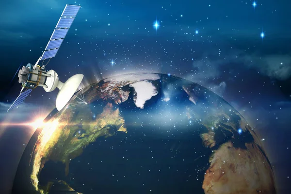 3D-Illustration des modernen Solarsatelliten — Stockfoto