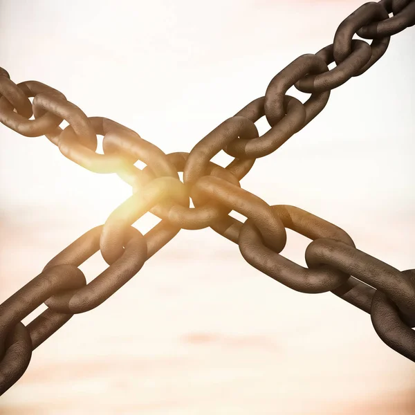 3d image of chains in cross shape — Stock Photo, Image