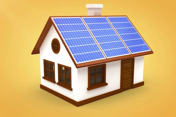 3D Haus mit Sonnenkollektoren — Stockfoto