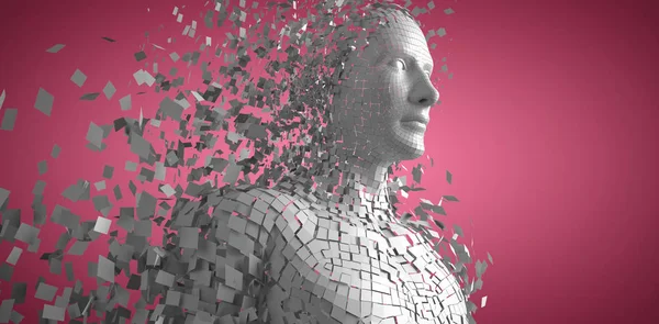 Digital gray pixelated 3d man — Stock Photo, Image