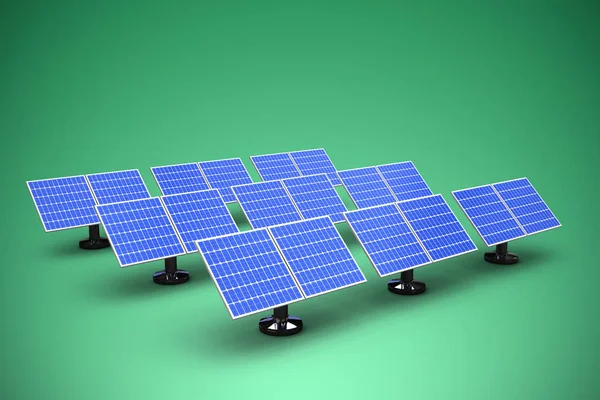 File di pannelli solari 3d — Foto Stock