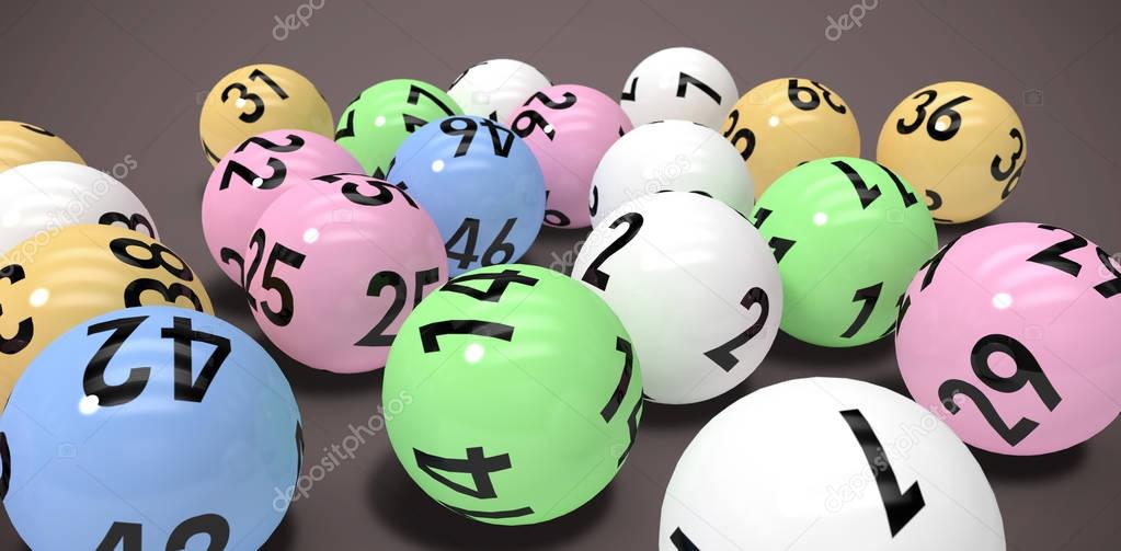 close-up on colourful lottery balls
