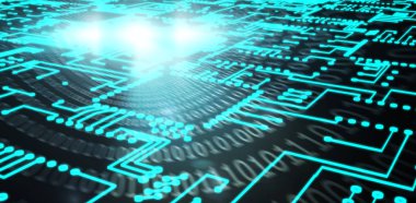 Mavi devre panosunu dijital olarak oluşturulan görüntü