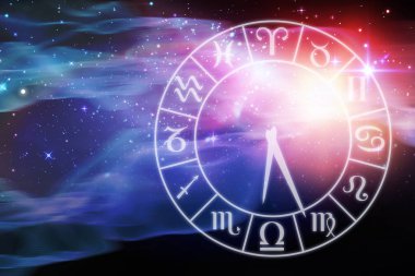 çeşitli zodyak işaretleri ile saat 