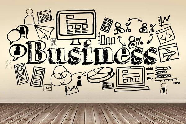 Business text surrounded with different computer icons — Stock Photo, Image
