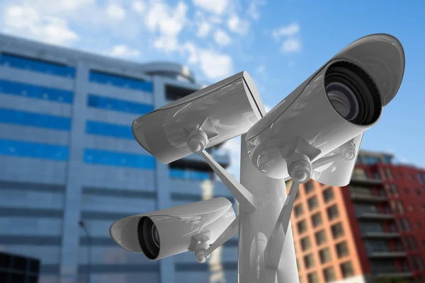 Samengestelde afbeelding van cctv-camera — Stockfoto