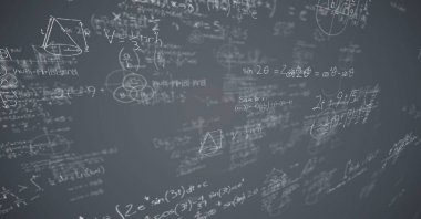 Beyaz matematik karalamalar ve gri arka plan