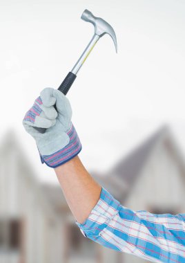 El ile site bina üzerinde çekiç