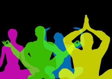 Yoğun renk siluetleri opaklık Yoga yapıyordum. Siyah arka plan