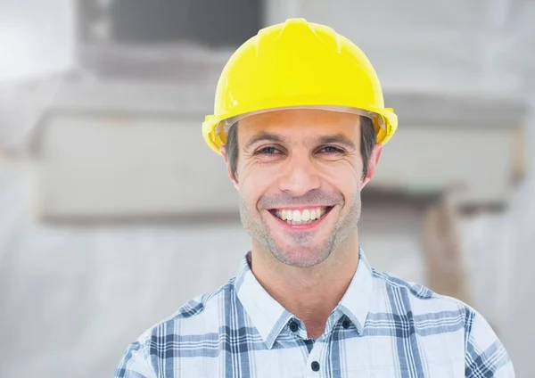 Bauarbeiter vor Baustelle — Stockfoto