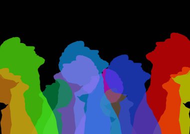 Yoğun renk siluetleri ararken bir adam. Siyah arka plan