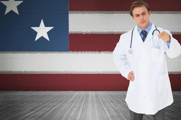 Doktor aleyhine Amerikan bayrağı — Stok fotoğraf